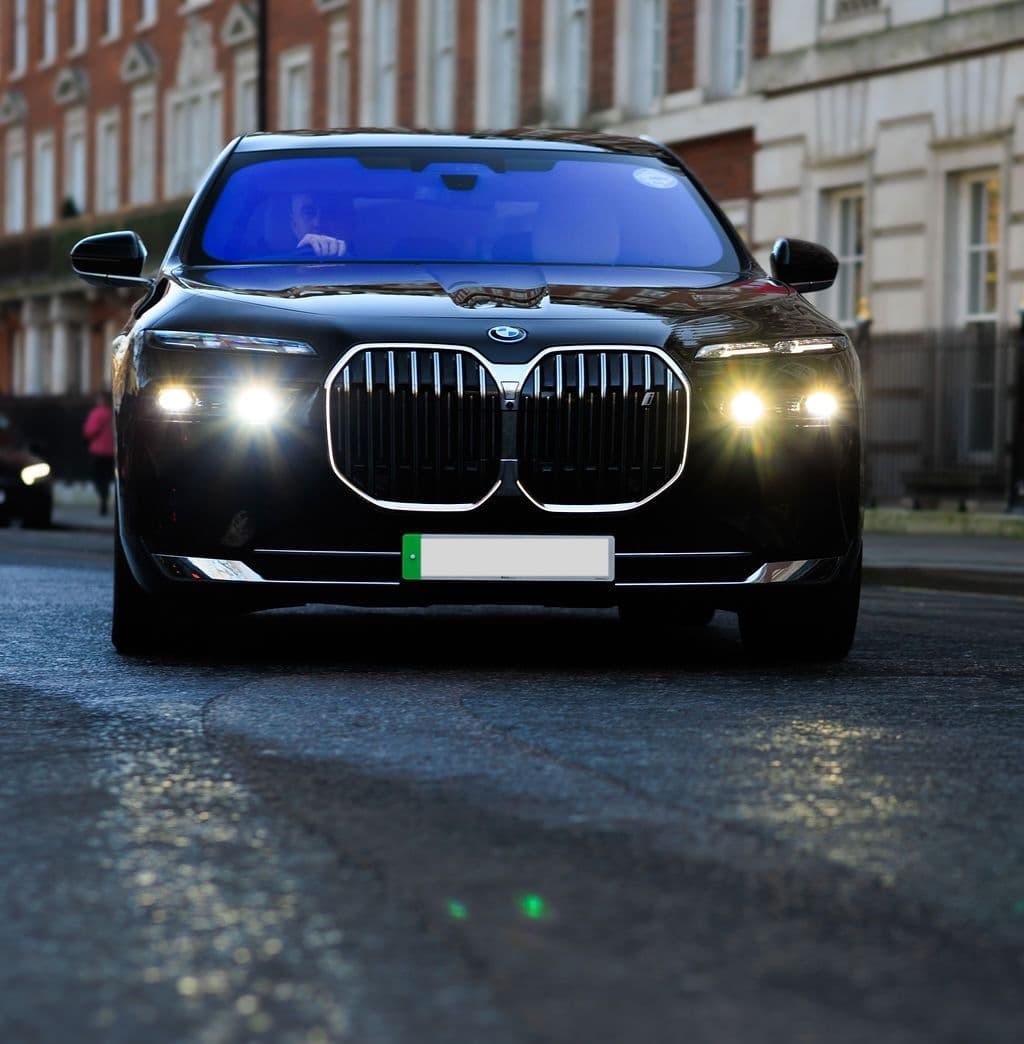 Front view of BMW G70 ready for urgent dispatch