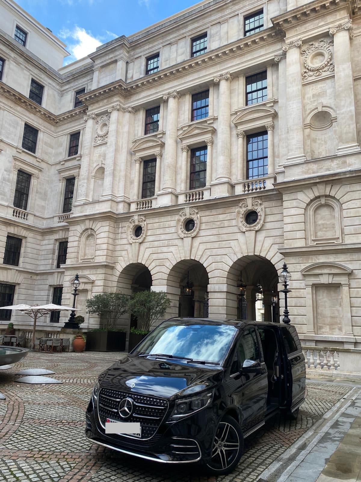 V-Class chauffeur vehicle parked for extended assignment